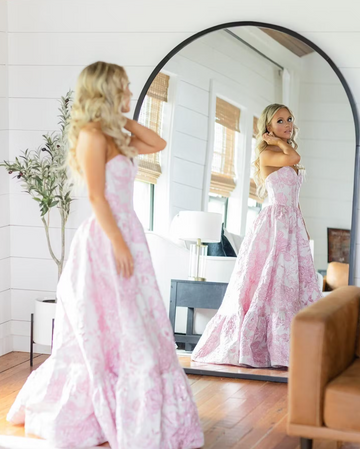 Niulatu A-Line Sweetheart Floral Printed Long Prom Dresses HZ1026